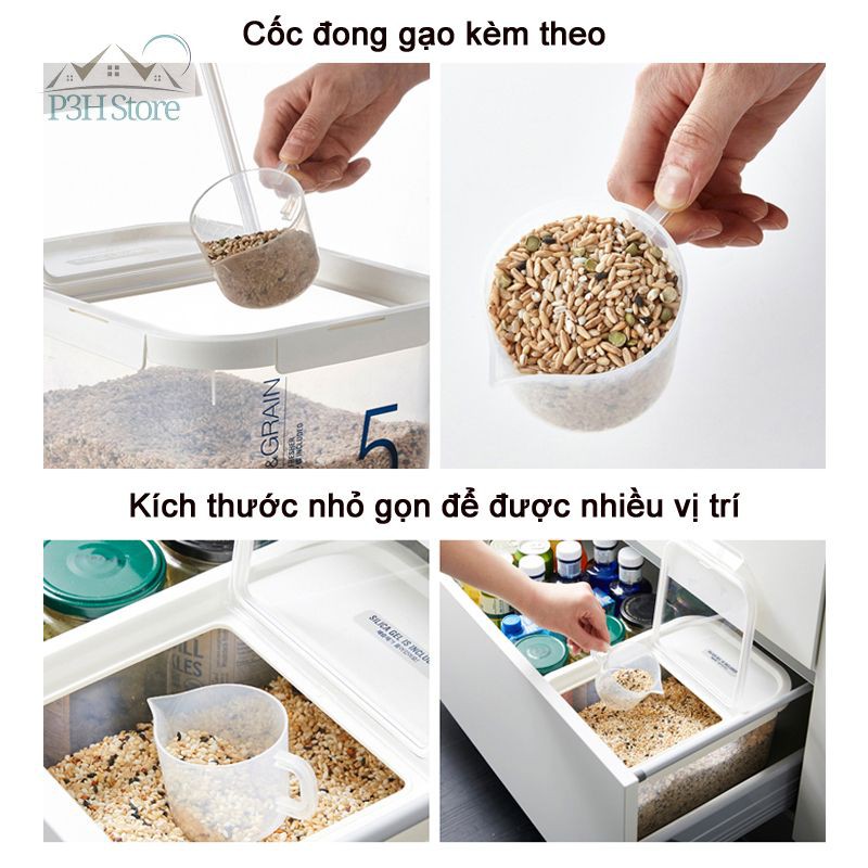 Thùng Đựng Gạo 5Kg Lock&amp;Lock Rice&amp;Grain HPL560