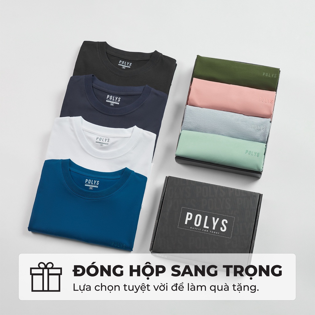 Áo Thun Nam POLYS Cổ Tròn Chất Cotton 100% Co Giãn 4 Chiều Dày Dặn Ít Nhăn Thấm Hút Tốt T-Shirt