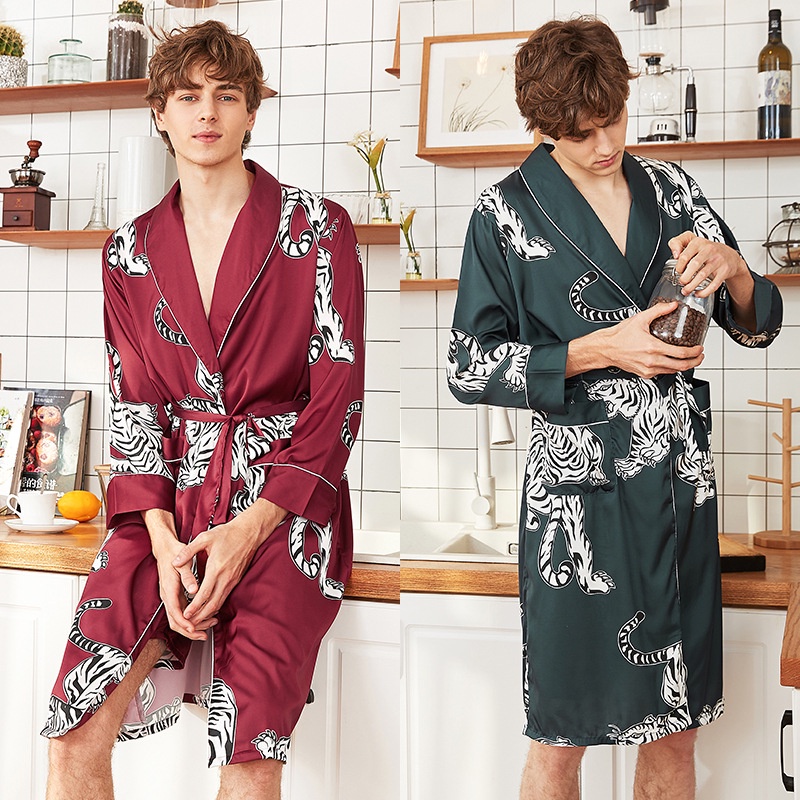 Áo Ngủ Kimono Nam Gợi Cảm - Áo Choàng Tắm Nam Vải Lụa Sang Trọng - Freeship IVY244