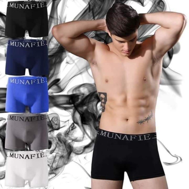 Sịp đùi nam boxer munafie co giãn 4 chiều❣️❣️FREESHIP❣️❣️mỗi quần 1 túi zip freeSize thông hơi vải mềm mịn