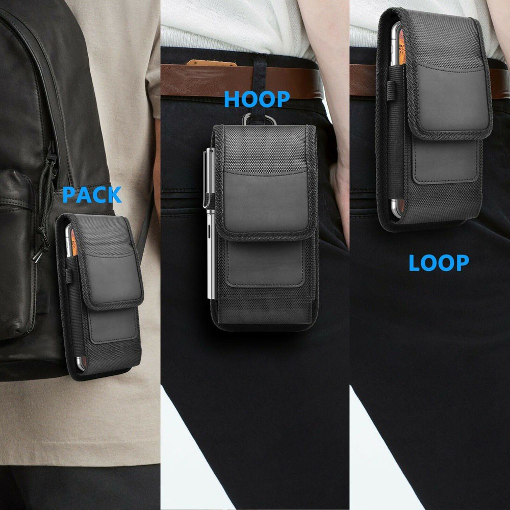 NORMAN Black Phone Pouch Vertical Cell Phone Holster Mobile Phone Bags Holster Pouch Nylon For Phone Waist Bag With Belt Clip Pouch Wallet Case/Multicolor