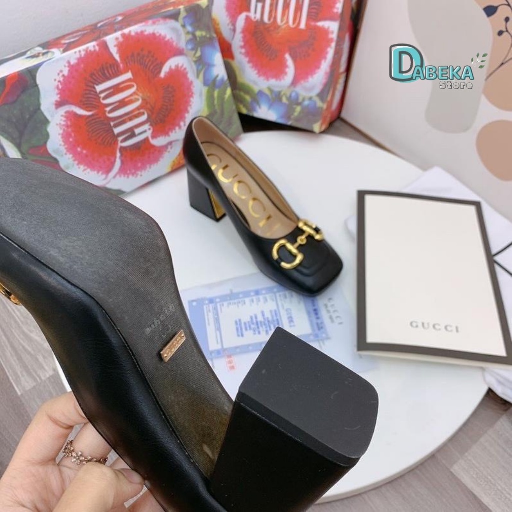 Giày Cao Gót Khuy Ngang Đế Vuông Thời Trang Công Sở Cao Cấp - Giày Gc Mũi Vuông Đế Mạ 7P Sang Chảnh - Dabeka - G007