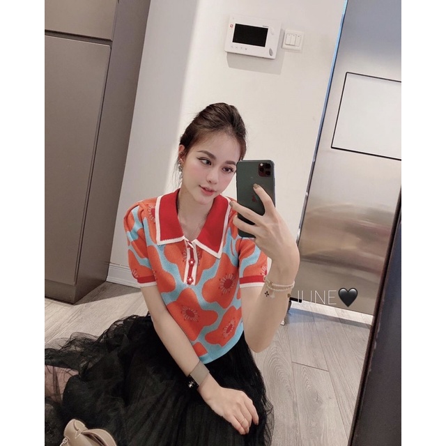 ÁO LEN CỘC TAY MÀU HOA CAM