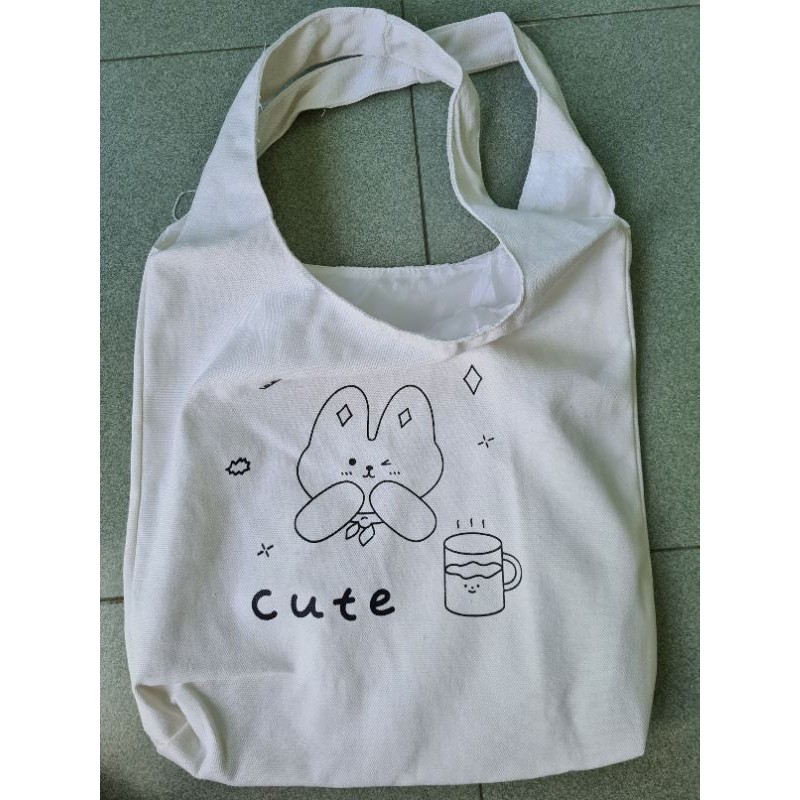 Túi tote vải canvas cao cấp phong cách Hàn quốc - THỎ CUTE họa tiết