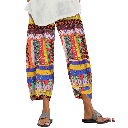 ZANZEA Quần Capri Lưng Thun Ống Rộng In Họa Tiết Cách Điệu Thời Trang Dành Cho Nữ