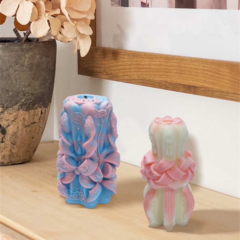 Khuôn Làm Nến / Xà Phòng Hình Cột Hoa 3D Bằng Silicone DIY