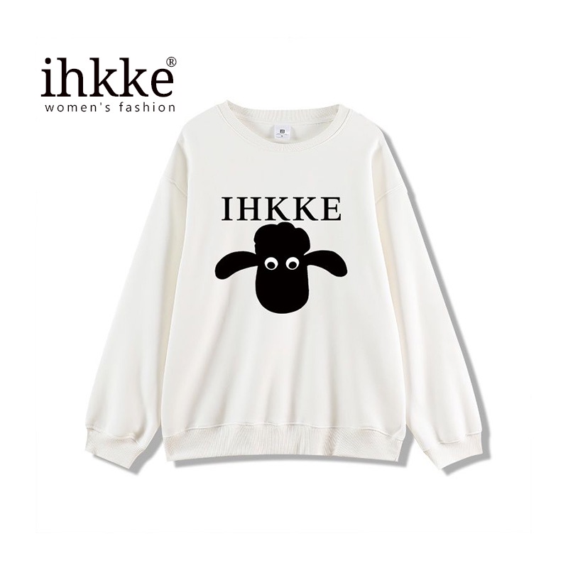 Áo sweatshirt IHKKE dáng rộng in hình phong cách hip hop đường phố cho cặp đôi