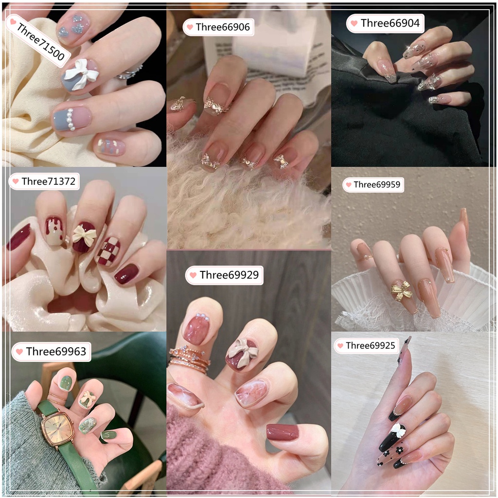 [Hàng Mới Về] Bộ 24 Móng Tay Giả Màu Trắng Đính Nơ Thời Trang Xinh Xắn Dành Cho Nữ