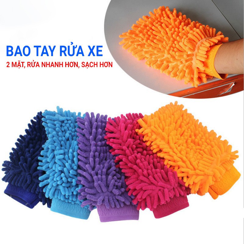 Găng tay rửa xe, Bao tay rửa xe 2 mặt, lau chùi cực nhanh và dễ dàng