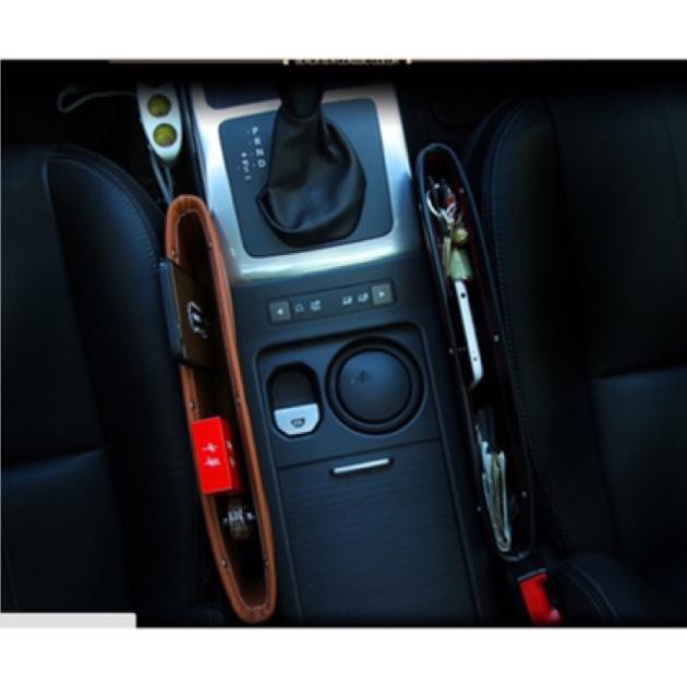 Khay để đồ dẹt cài khe ghế đựng đồ trên ô tô 4 màu đen,kem, nâu,ghi xám