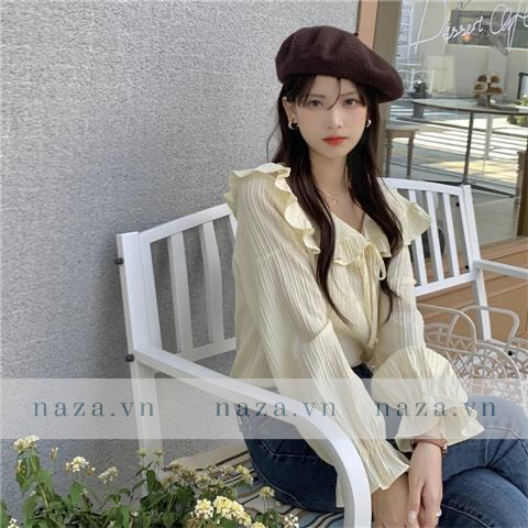 Áo kiểu sơ mi bèo cách điệu mix công sở