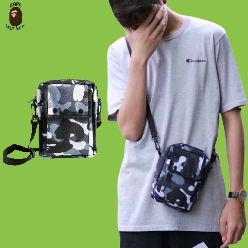 [Ảnh thật] Túi đeo chéo Unisex, Túi đeo chéo Bape, Mini Bag Bape Camo city Travel Case SS2021