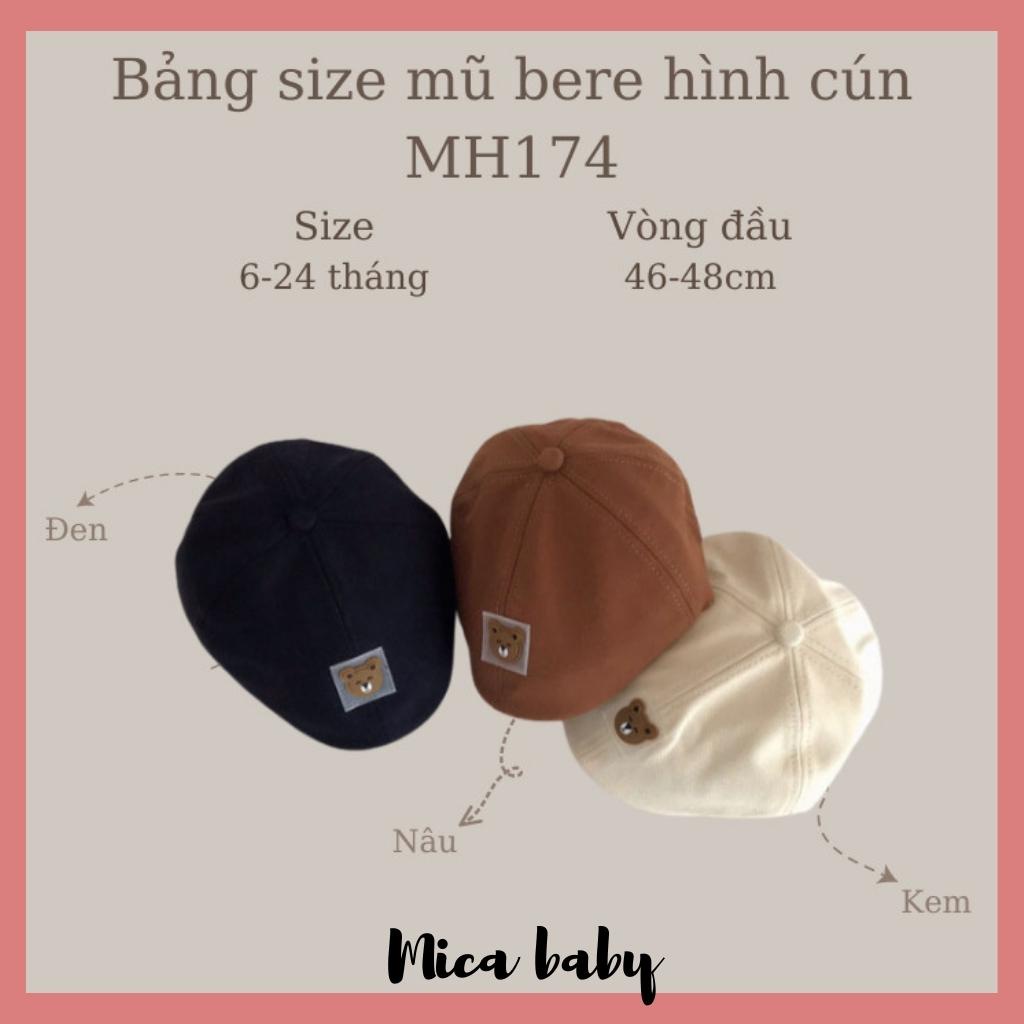 Mũ bere chất liệu kaki đính hình cún dễ thương cho bé MH174 Mica baby