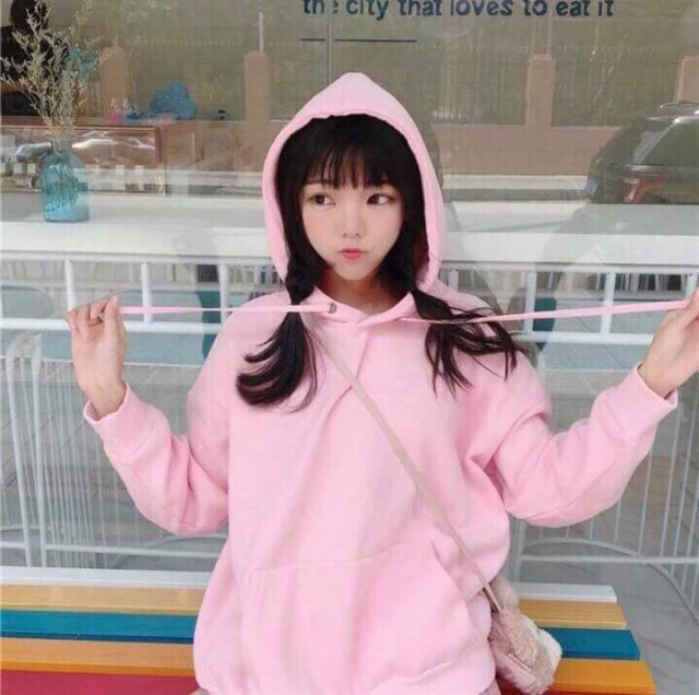 Áo Hoodie Trơn Unisex Tay Dài Hồng Phấn
