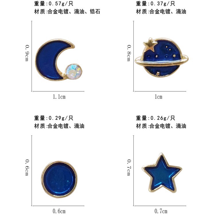 Bộ 4 khuyên tai ngôi sao 5 cánh dễ thương cho nữ hai loại tùy chọn