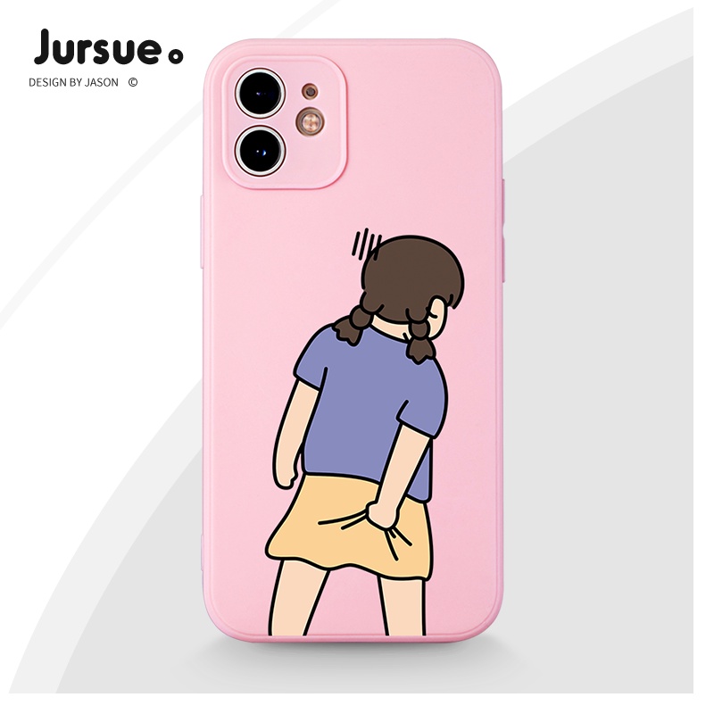Ốp điện thoại JURSUE họa tiết cặp đôi dễ thương đẹp cho iPhone 13 12 11 Pro Max SE 2020 X XR XS ip 8 7 6 6S Plus kute XYA1305 | BigBuy360 - bigbuy360.vn