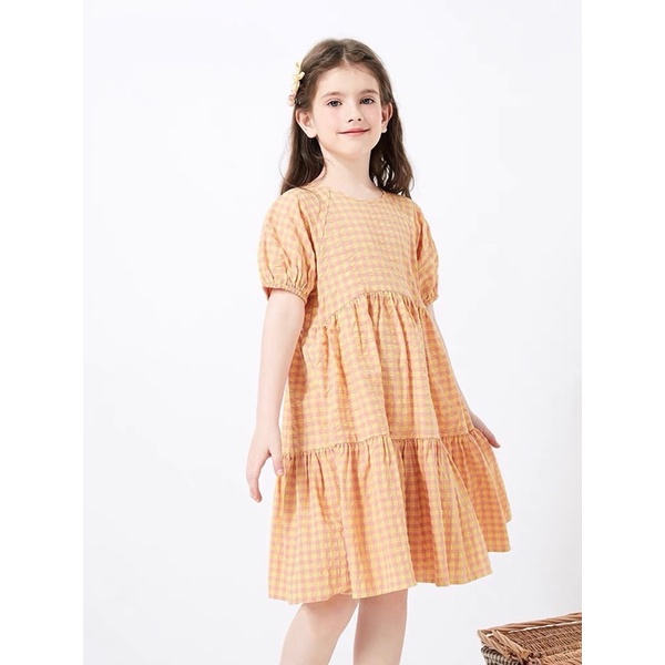 Đầm Melisa xuất Hàn kẻ caro cho bé gái