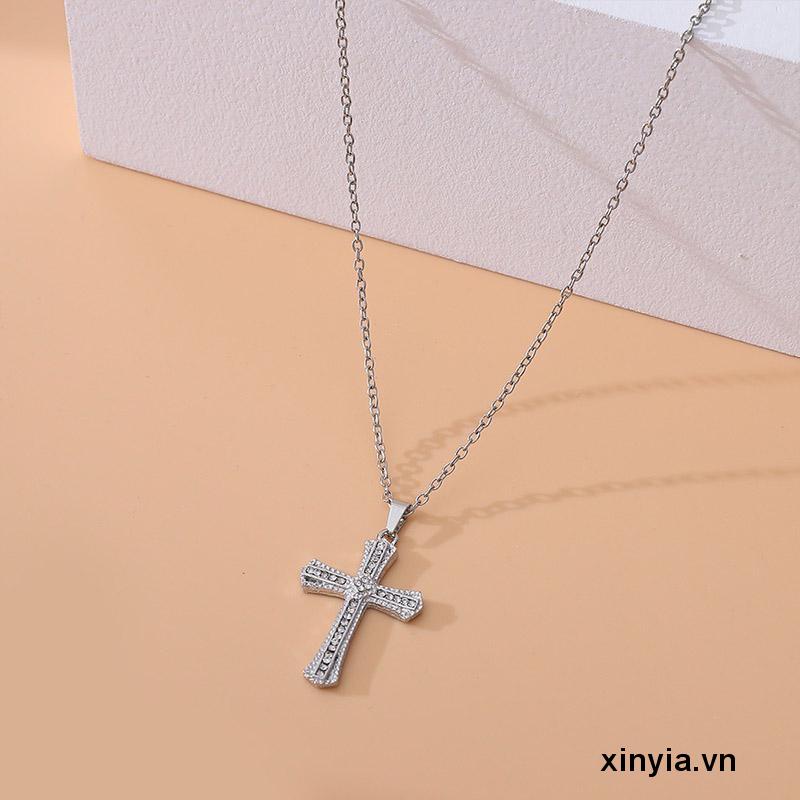 Vòng cổ Mặt Hình Thánh Giá Đính Đá Phong Cách Retro Sang Trọng Cho Nam Nữ