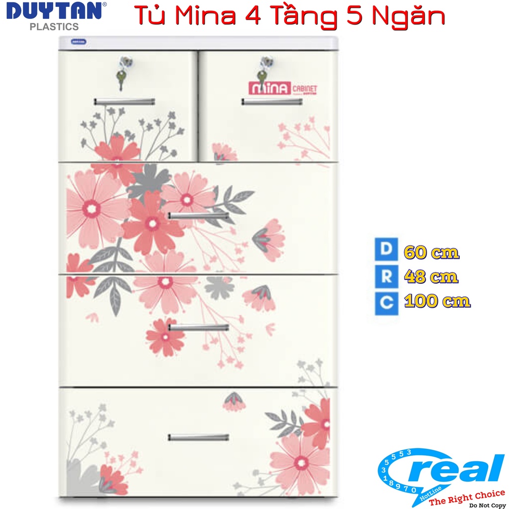 Tủ Nhựa Duy Tân MINA 4 Tầng-5 Ngăn - Màu Dương Gấu