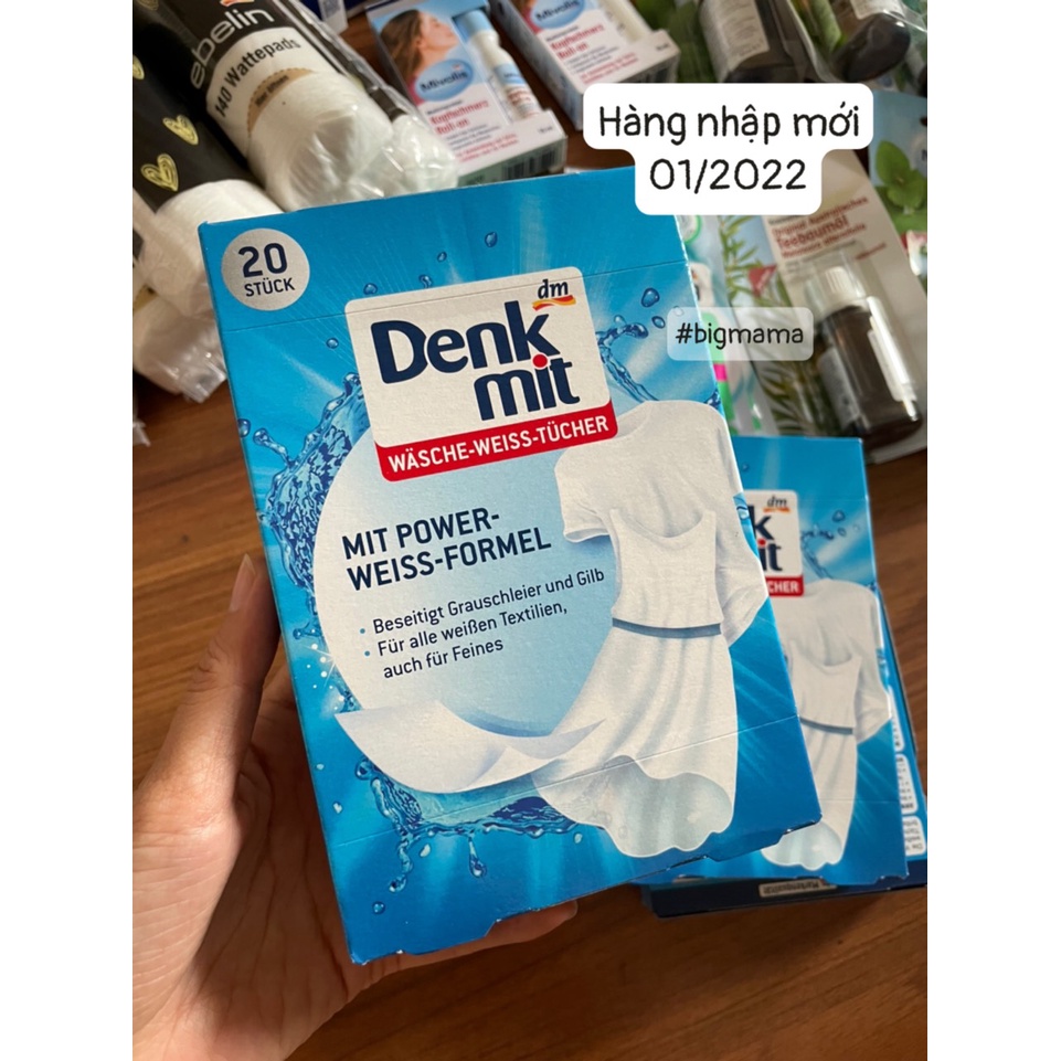 (Hàng Đức) Giấy giặt tẩy trắng quần áo 20 tờ Denkmit của Ðức