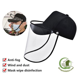 [ Kho nón ] Nón mũ chống giọt bắn nước bọt - nón mũ kết nam màu đen có màn che kính