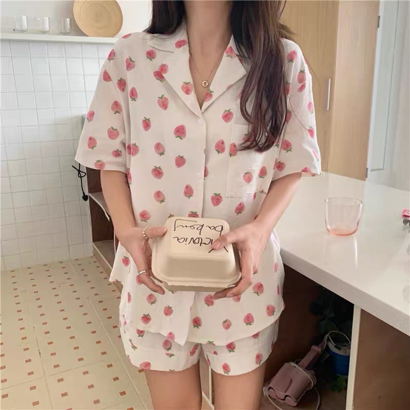Bộ ngủ pyjama dâu tây - Liyeclothes | BigBuy360 - bigbuy360.vn