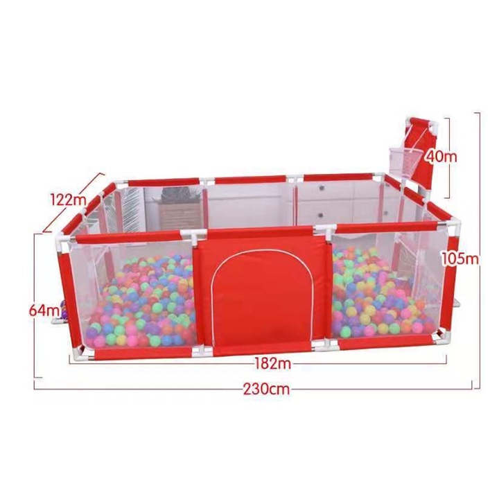 Quây bóng cho bé, quây cũi nhà bóng cho bé có ném bóng rổ - Kích thước 1m2x 2m3