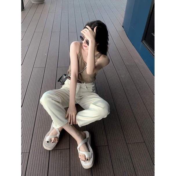 Quần bò be bagyy kèm thắt lưng siêu sang