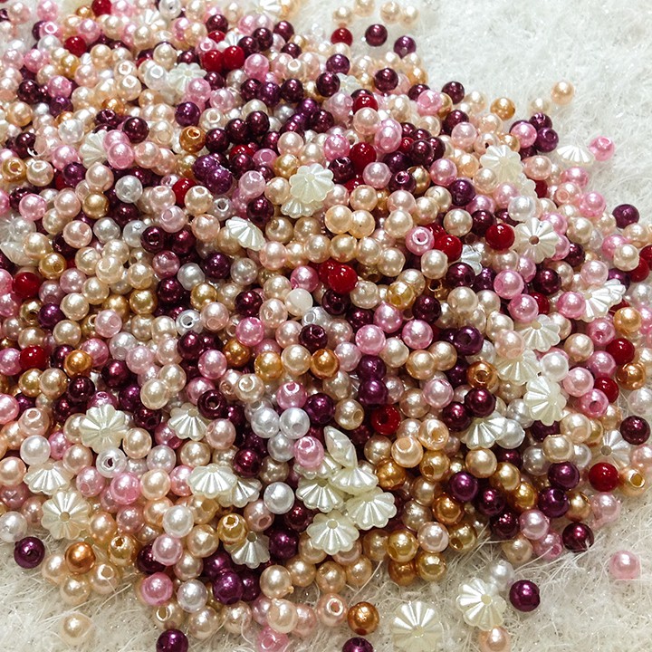300 hạt cườm nhựa tròn 4li cườm hoa mai làm vòng tay trang trí handmade nhiều màu dễ thương