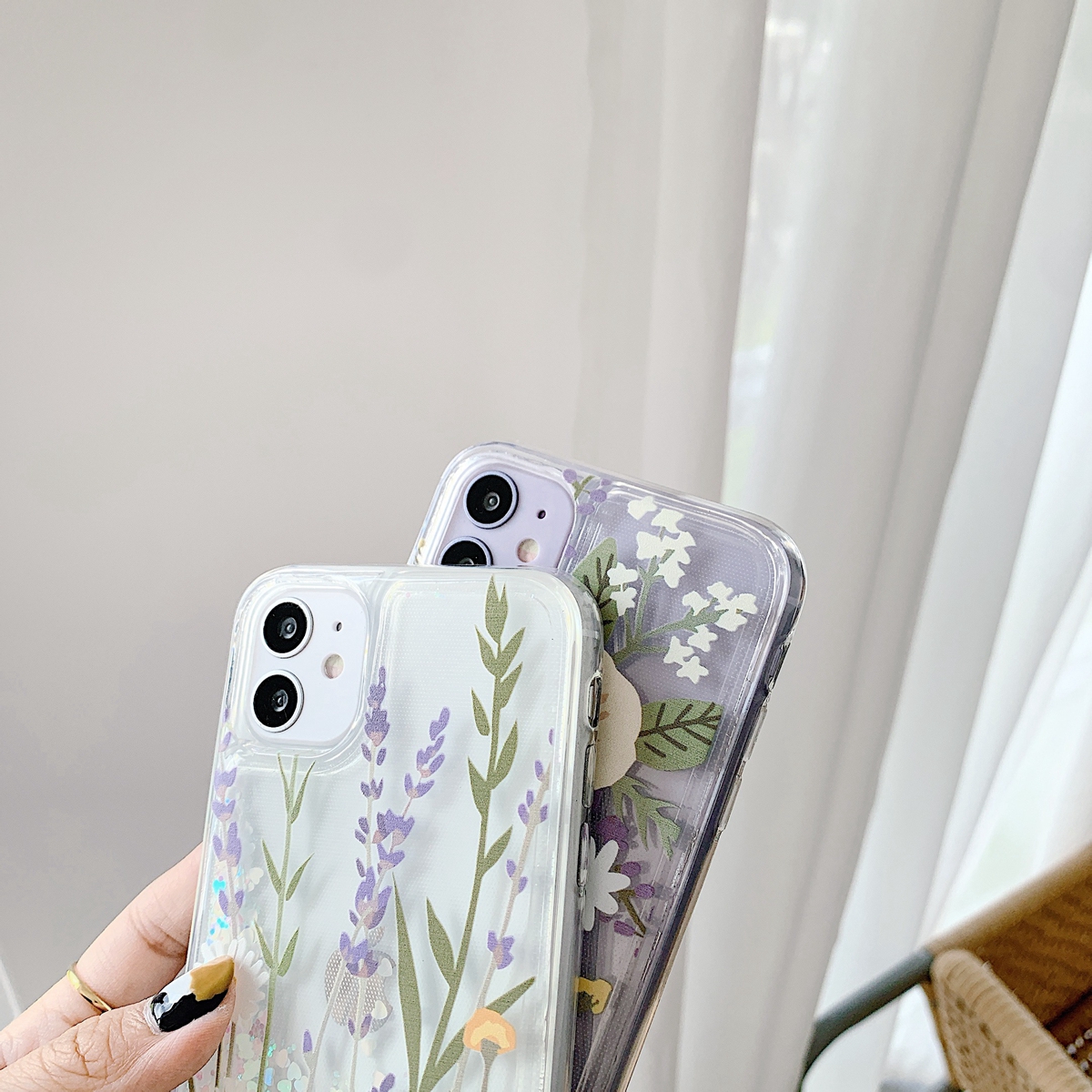 Ghép hợp đồng hoa cho iPhone 12 mini / 12 pro 11 Pro XS Max XR X 8 7+ 6 6s Plus Glitter Foil Powder CaseBling Phone Case Cover trong suốt | BigBuy360 - bigbuy360.vn