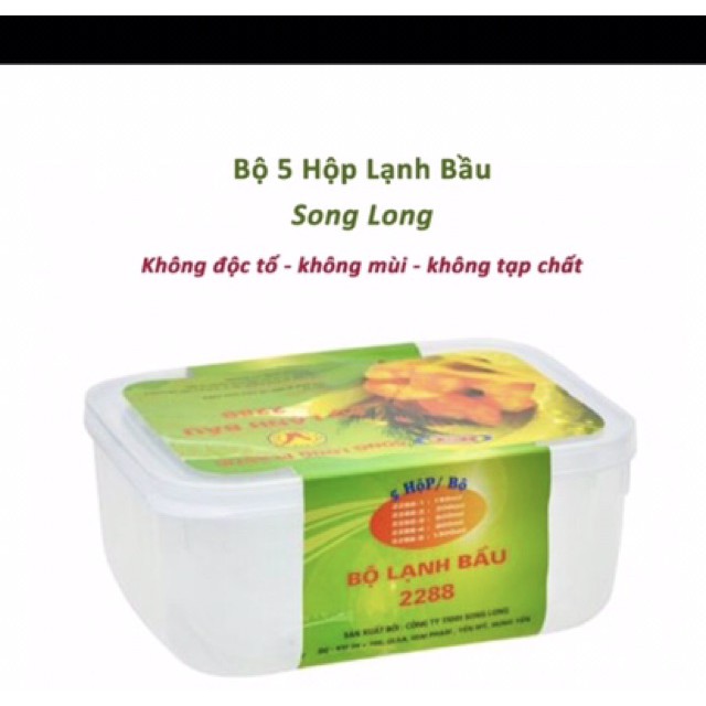 RẺ VÔ ĐỊCH_ bộ 5 hộp trữ đông- hộp nhựa đựng thức ăn_ lạnh bầu Song Long dễ dàng sử dụng_2288 - Smart House