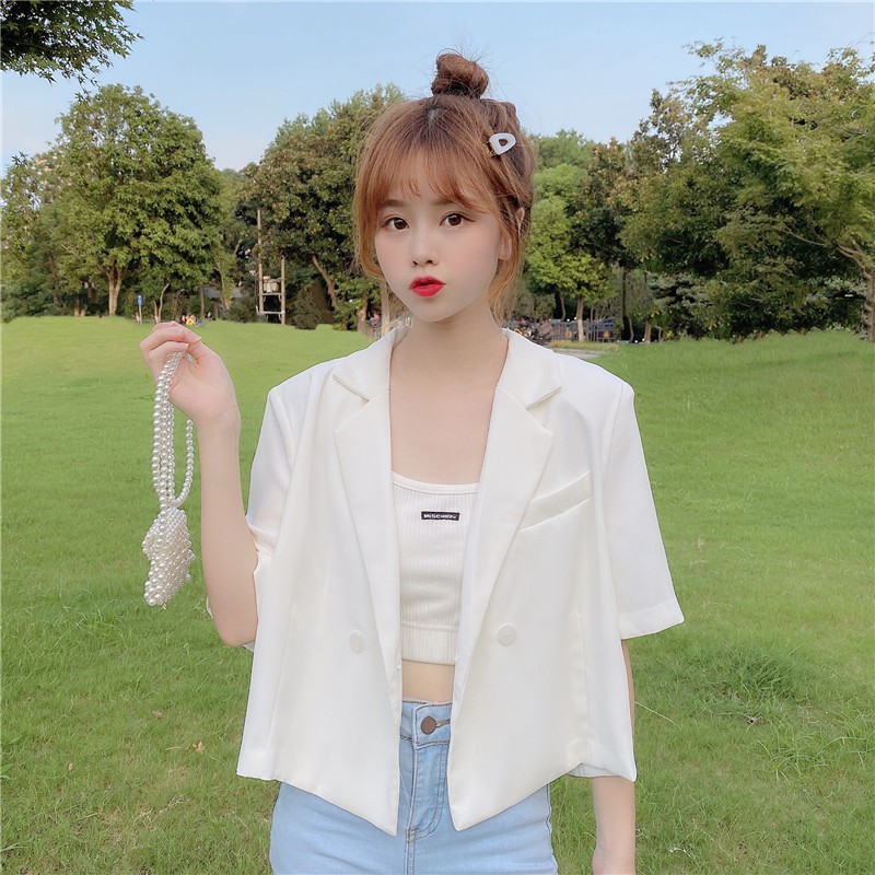 [Kèm Video SP] Áo Khoác Blazer Nữ Cổ Vest Cao Cấp Tay Lỡ Dáng Croptop Phong Cách Thời Trang Sugal AO KHOAC SG 001V5