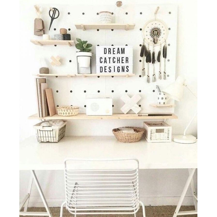 Bảng trang trí pegboard 60*40cm ❤️FREESHIP❤️ bảng gỗ trang trí, bảng chốt trang trí kèm kệ cao cấp NGON DECOR | BigBuy360 - bigbuy360.vn