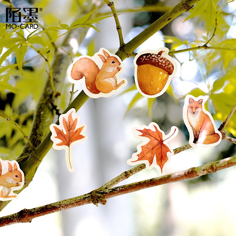Bộ Sticker / Hình dán Họa Tiết Động vật Mùa Thu (45 Hình)