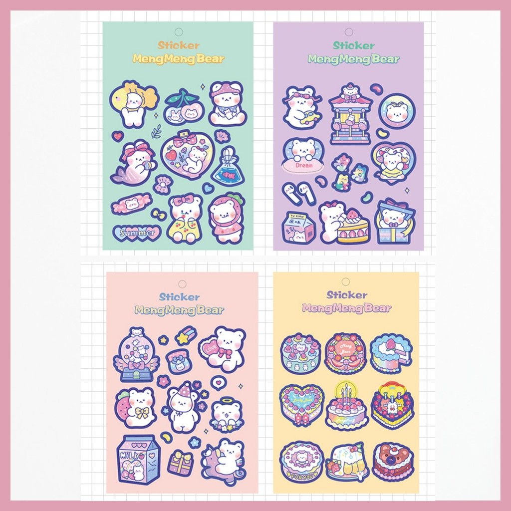 STICKER MENGMENG BEAR CUTE (4 MẪU)