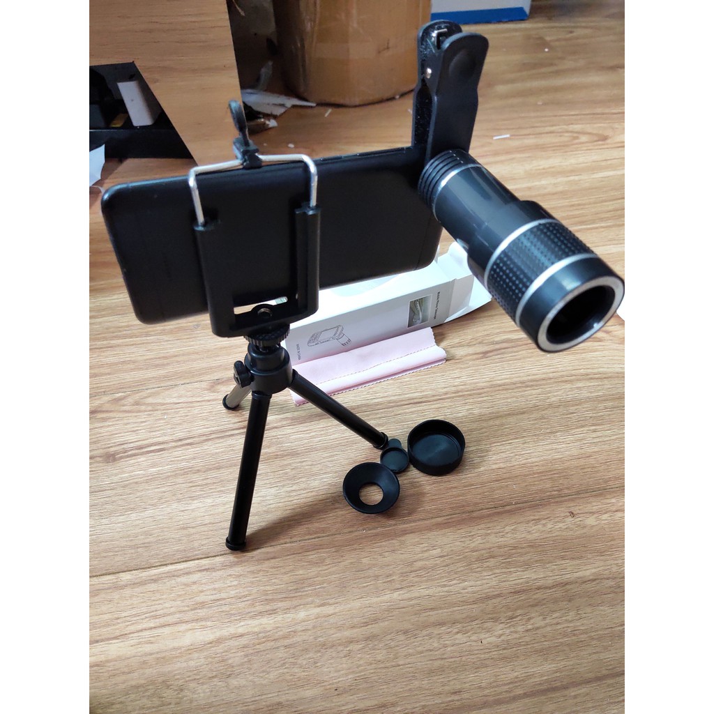 Lens điện thoại 20x nhìn siêu xa, tặng kèm tripod và giá đỡ điện thoại