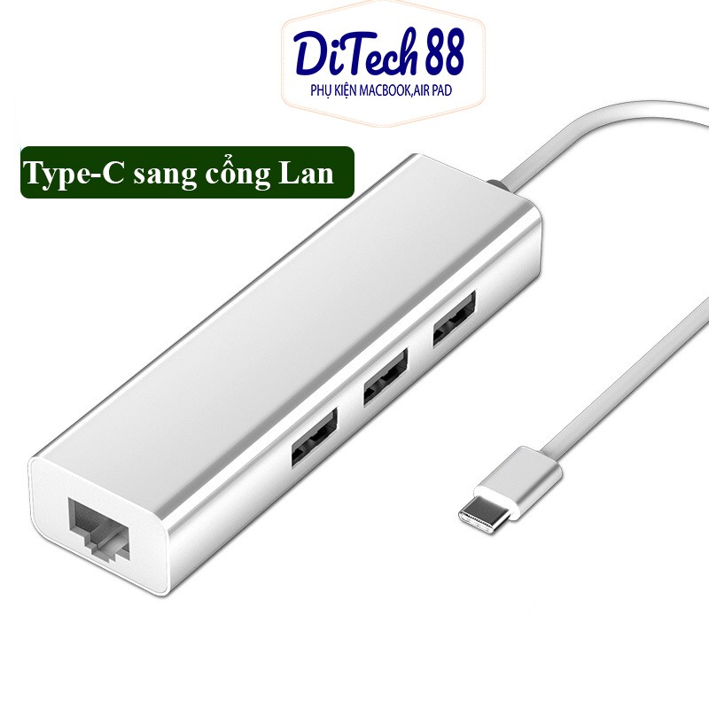 Cáp chuyển đổi Usb sang Lan để cắm vào mạng cho máy tính,USB to Lan,Type c to Lan cho Macbook DItech88