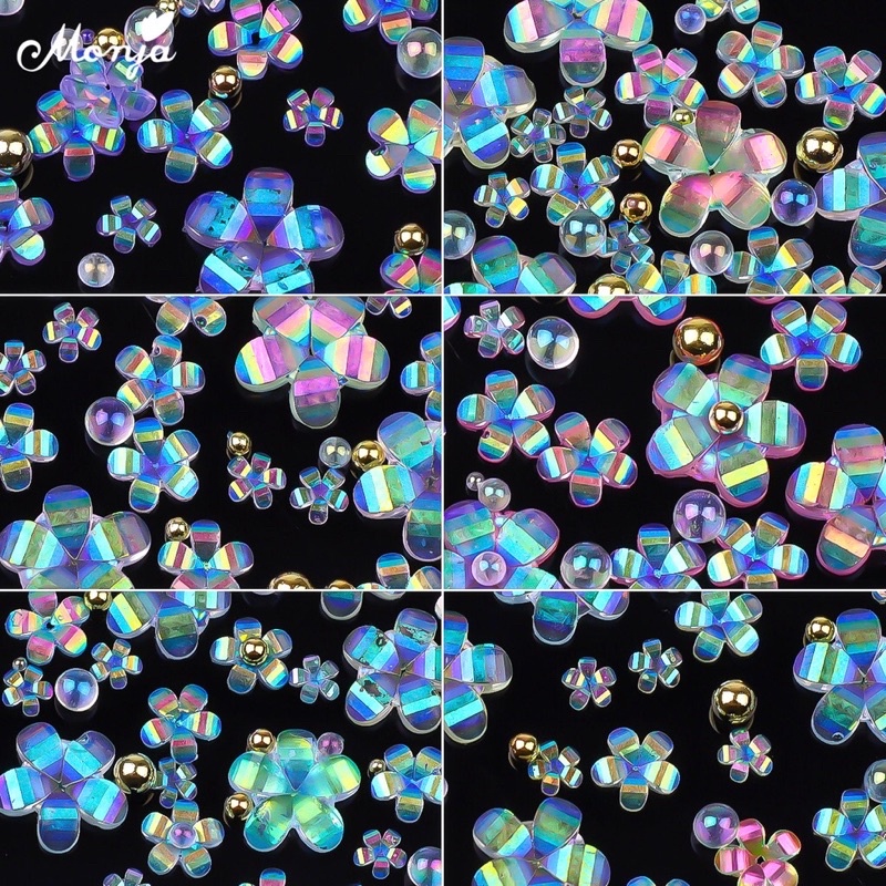 Cham hoa nhí đính móng khay 6 ngăn siêu đẹp mix màu