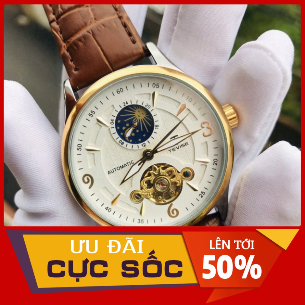 SIÊU PHẨM SIÊU HOT Đồng Hồ Nam Cơ Tự Động Automatic Chính Hãng TEVISE Dây Da Cao Cấp Đẹp Giá Rẻ Chống Nước Chống Xước HÀ