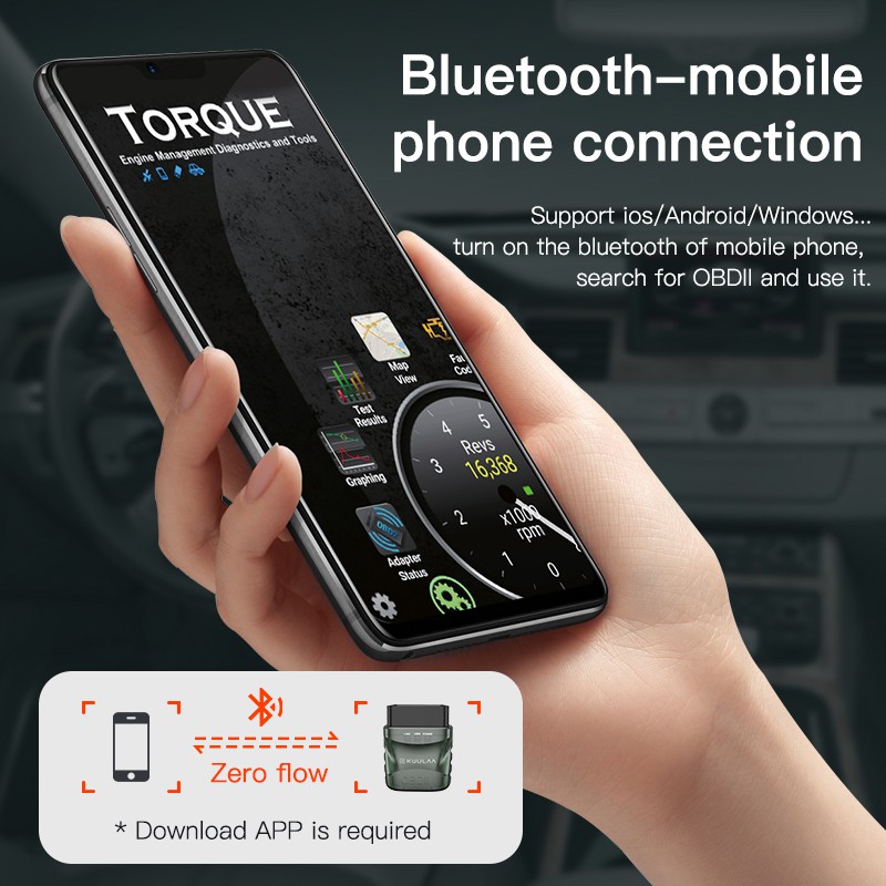 Thiết bị quét chẩn đoán lỗi ô tô KUULAA ELM327 V1.5 OBD2 bluetooth 4.0 OBD 2 thích hợp cho IOS Android PC ELM 327 OBDII