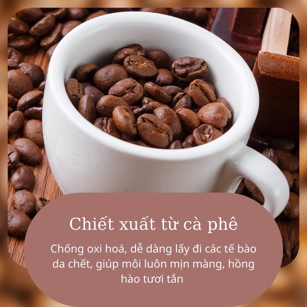 Tẩy tế bào chết cho da môi CHIẾT XUẤT BỘT CÀ PHÊ giúp môi hồng hào, mịn màng nội địa Trung