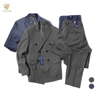 Bộ Vest Model Cúc Chéo Musland BV21001 - Set Vest Âu Nam Lịch Lãm, Trẻ Trung