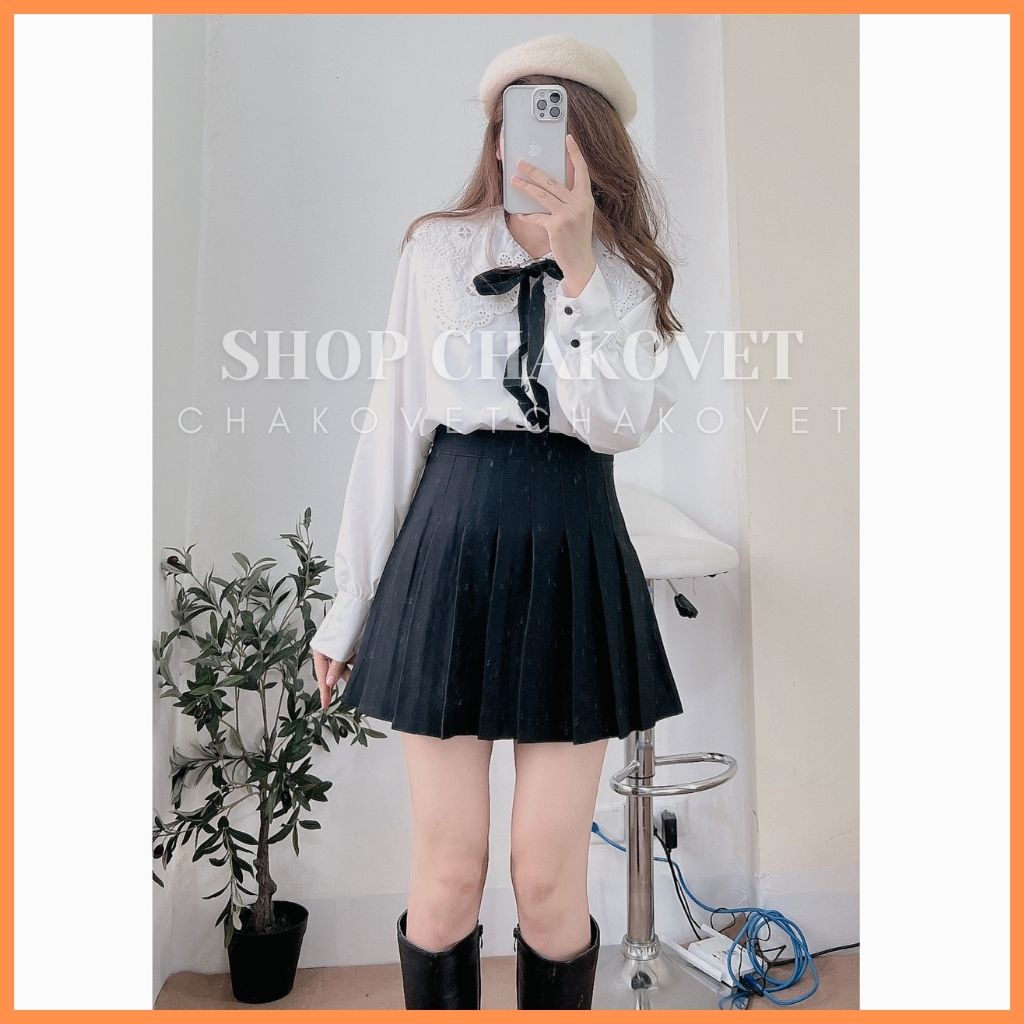 Áo sơ mi nữ tay dài họa tiết A8137, kiểu áo nữ màu trắng thiết kế cổ bèo buộc nơ dễ phối đồ mặc đi làm đi học freesize