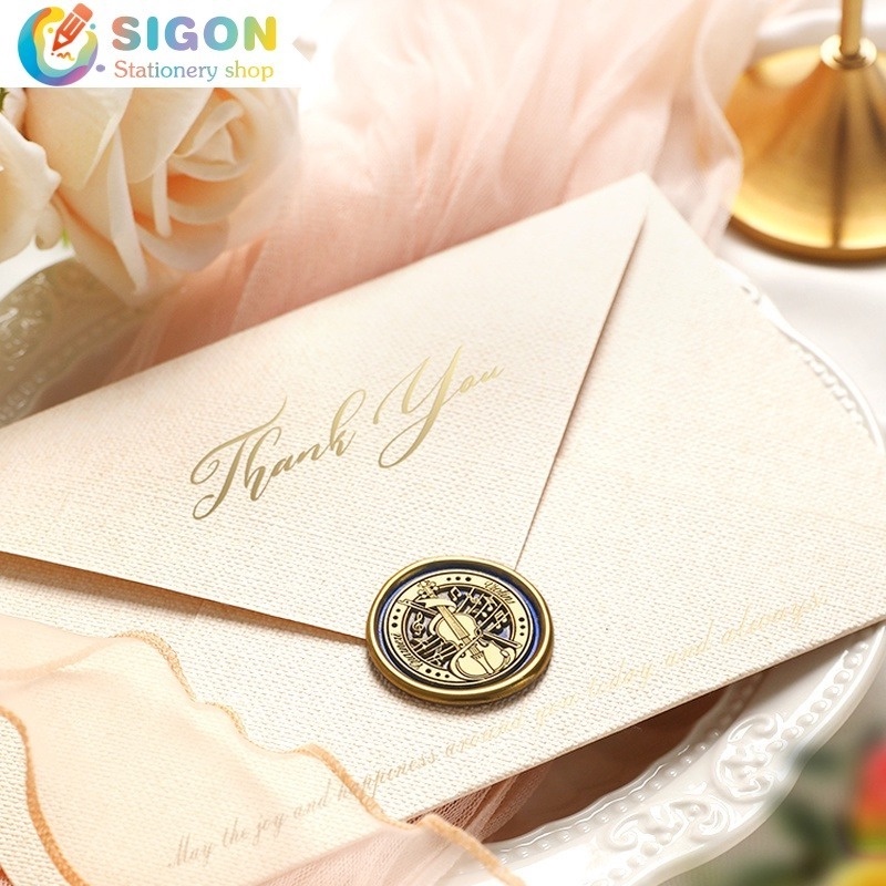 Con Dấu Sáp Niêm Phong Bì Thư Hình Tròn Phong Cách Retro Châu Âu