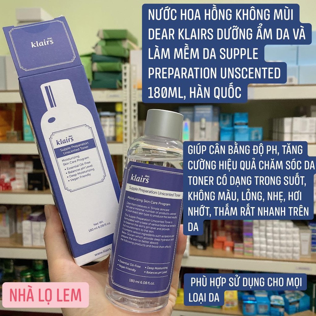 Nước Hoa Hồng Dear Klairs Supple Preparation Toner 180ml ( hàng auth giá sỉ)