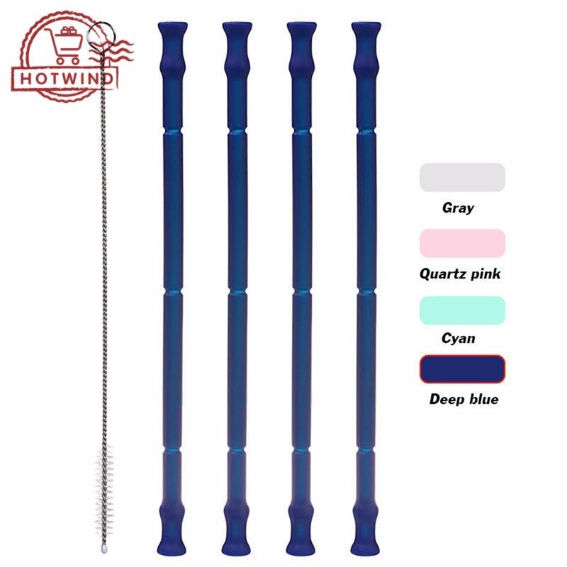 Ống hút silicon gấp gọn kèm hộp đựng và cọ rửa tiện lợi