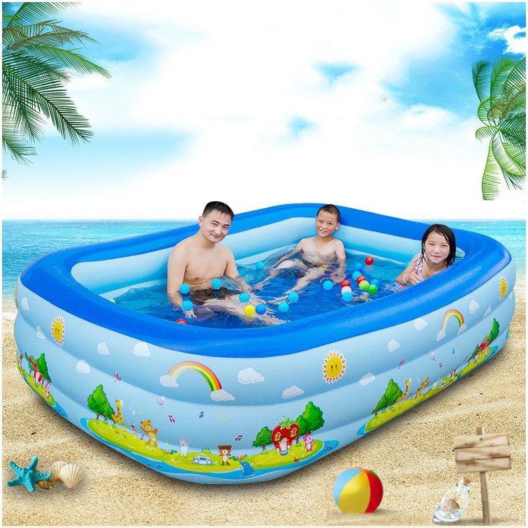 [GIAO HÀNG NHANH] BỂ BƠI 3 TẦNG HÌNH CHỮ NHẬT 1.3 MÉT LOẠI DÀY CỰC CHẮC CHẮN - PHAO BƠI 3 TẦNG CHO CẢ NHÀ VUI CHƠI