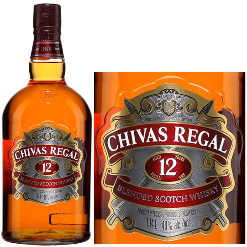 Vỏ chai rượu thủy tinh Chivass 12 xuất xứ Scotland dụng tích 750ml