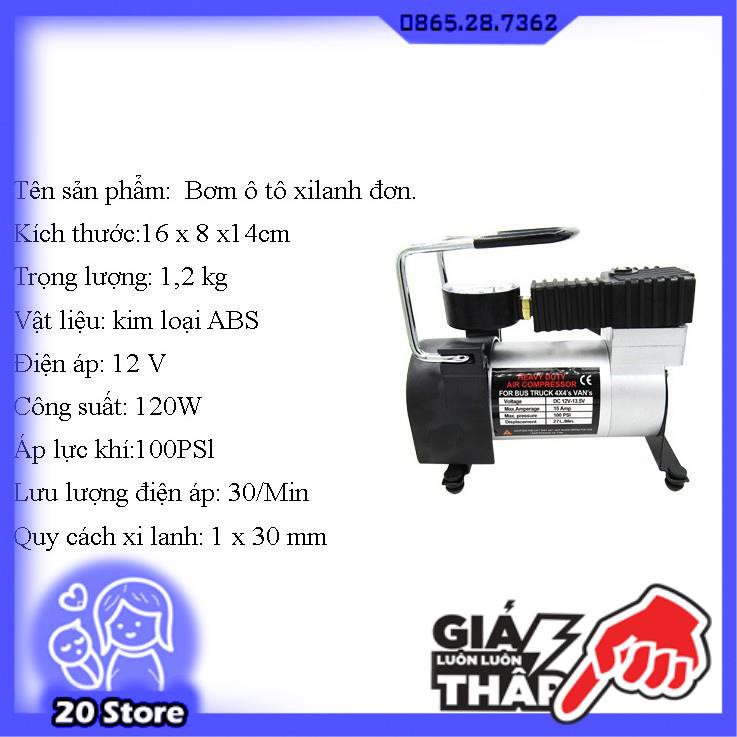 BƠM Ô TÔ - XE MÁY Mini 12V - 220V 150Psi cắm cổng sạc xe hơi - Có đồng hồ đo áp suất - BH 6 tháng