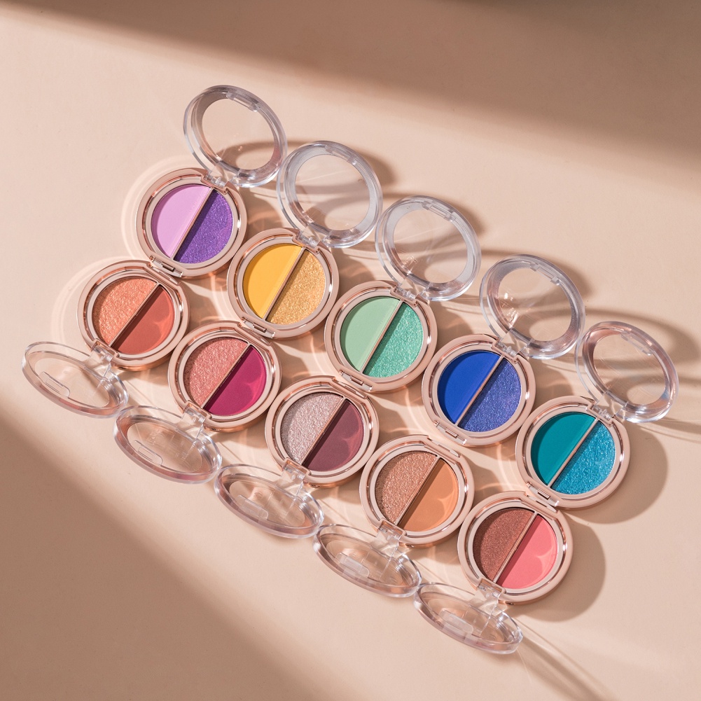 Sẵn Sàng Cổ 2 Màu Phấn Mắt Bảng Màu Đất Ngọc Trai Mờ Lấp Lánh Bảng Phấn Mắt Sáng Bóng Màu Mắt Cá Tuyết